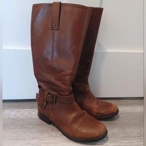 CLARKS Womens Brown Leather Zip-Up Riding Boots, Size 8 - Good used condition!